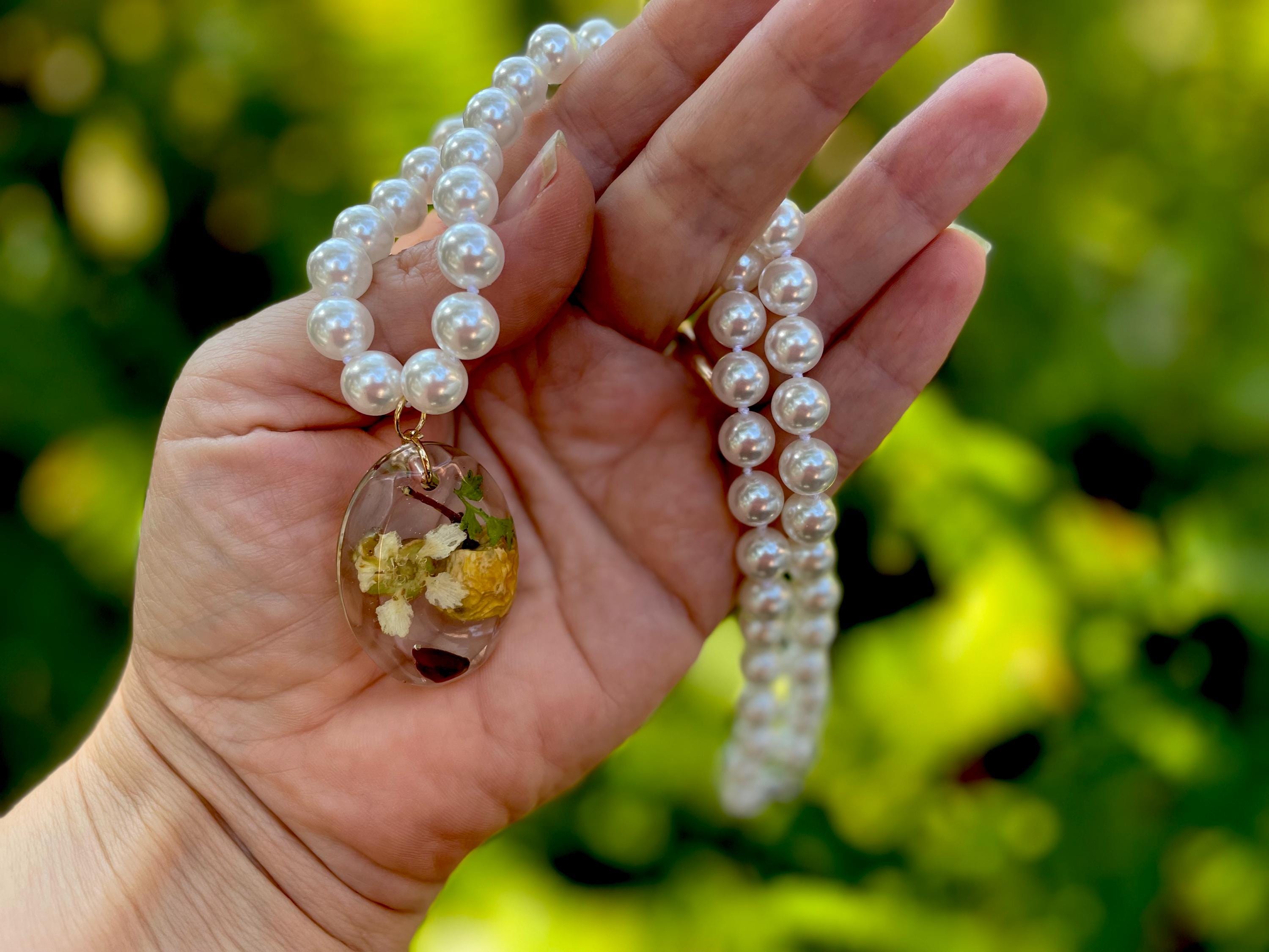 Apple Blossom Necklace: Real Apple Pendant, Leather Cord
