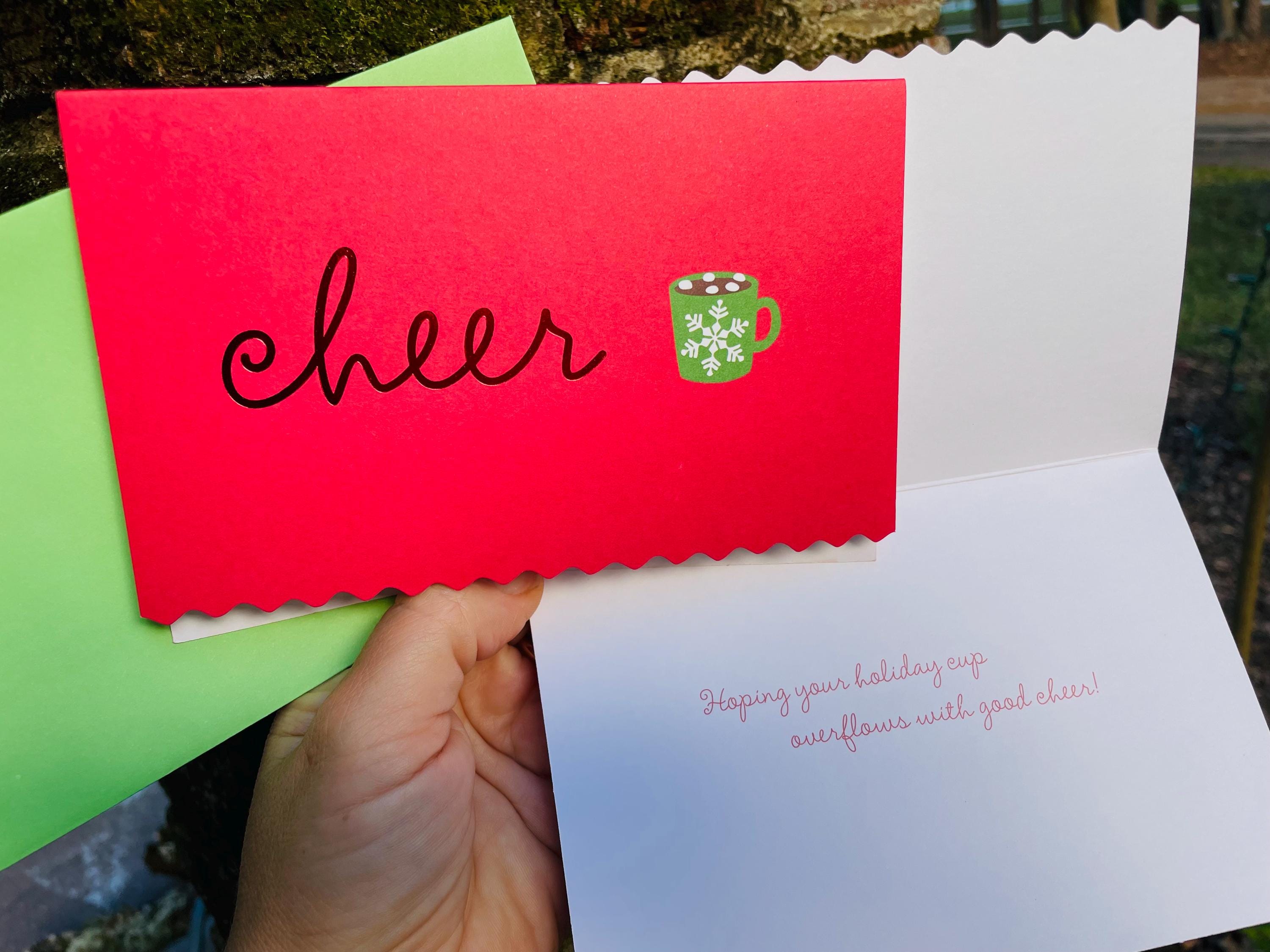Vintage Christmas Cheer Card: Hot Cocoa & Snowflake Holiday Greeting