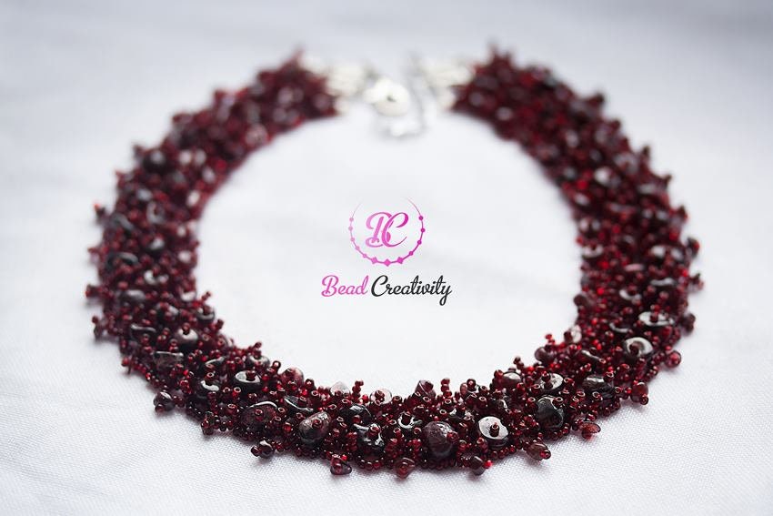 Garnet Beaded Choker Necklace: Personalized Initial, January Birthstone