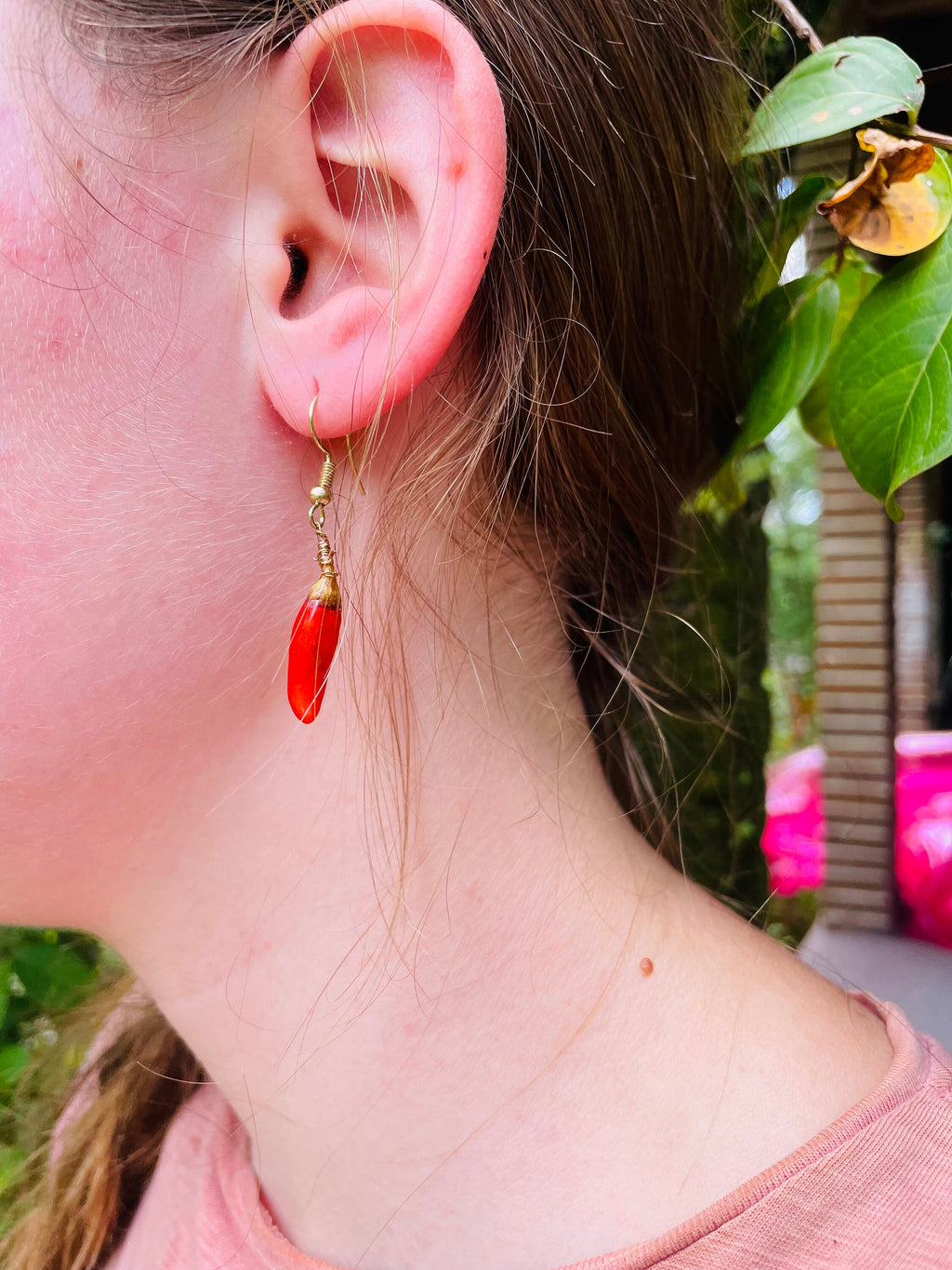 Real Dried Chili Pepper Resin Earrings: Funky Gothic Dangle Earrings