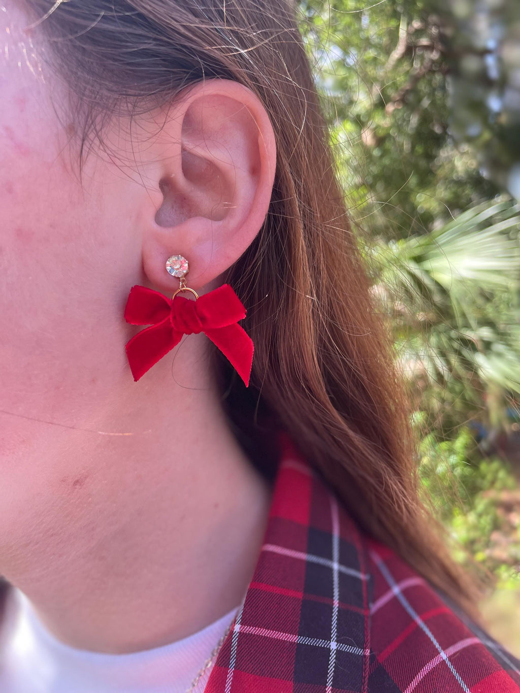 Red Velvet Bow Christmas Earrings: Handmade Holiday Jewelry
