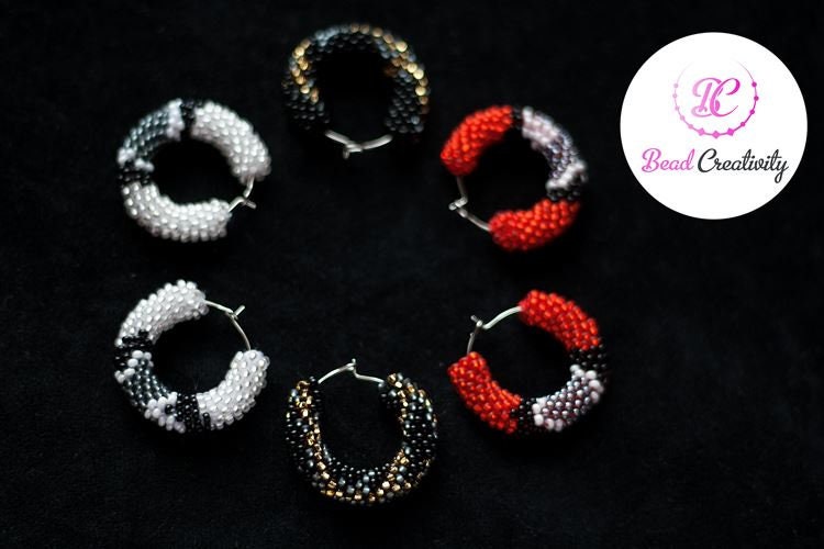 Halloween Snake earrings, black hoop earrings beaded, tribal earrings witch jewelry, modern earrings women, gothic crochet earrings handmade