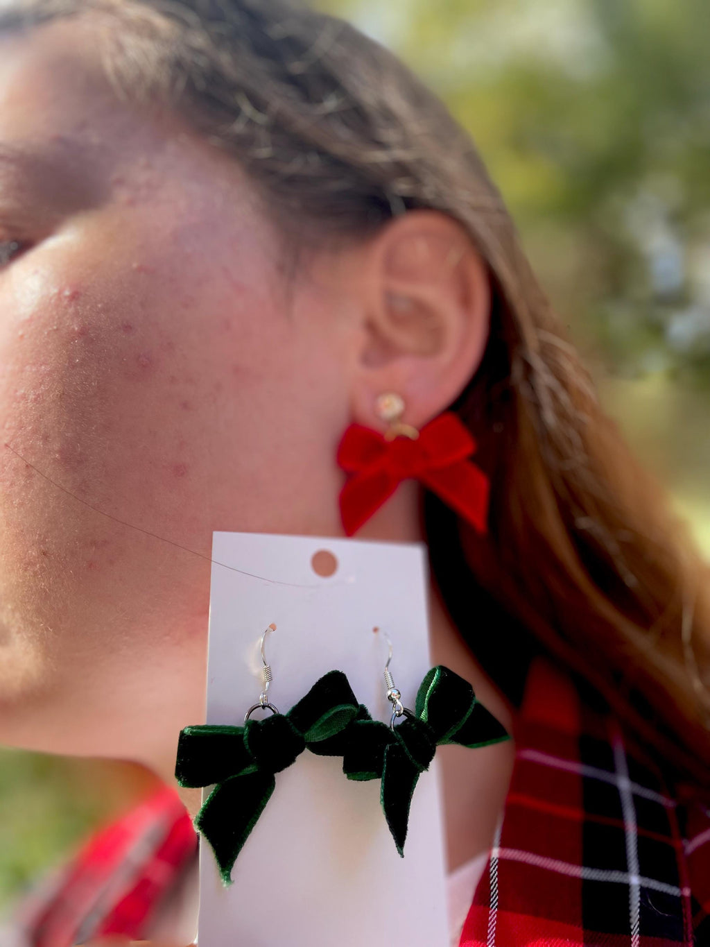Red Velvet Bow Christmas Earrings: Handmade Holiday Jewelry