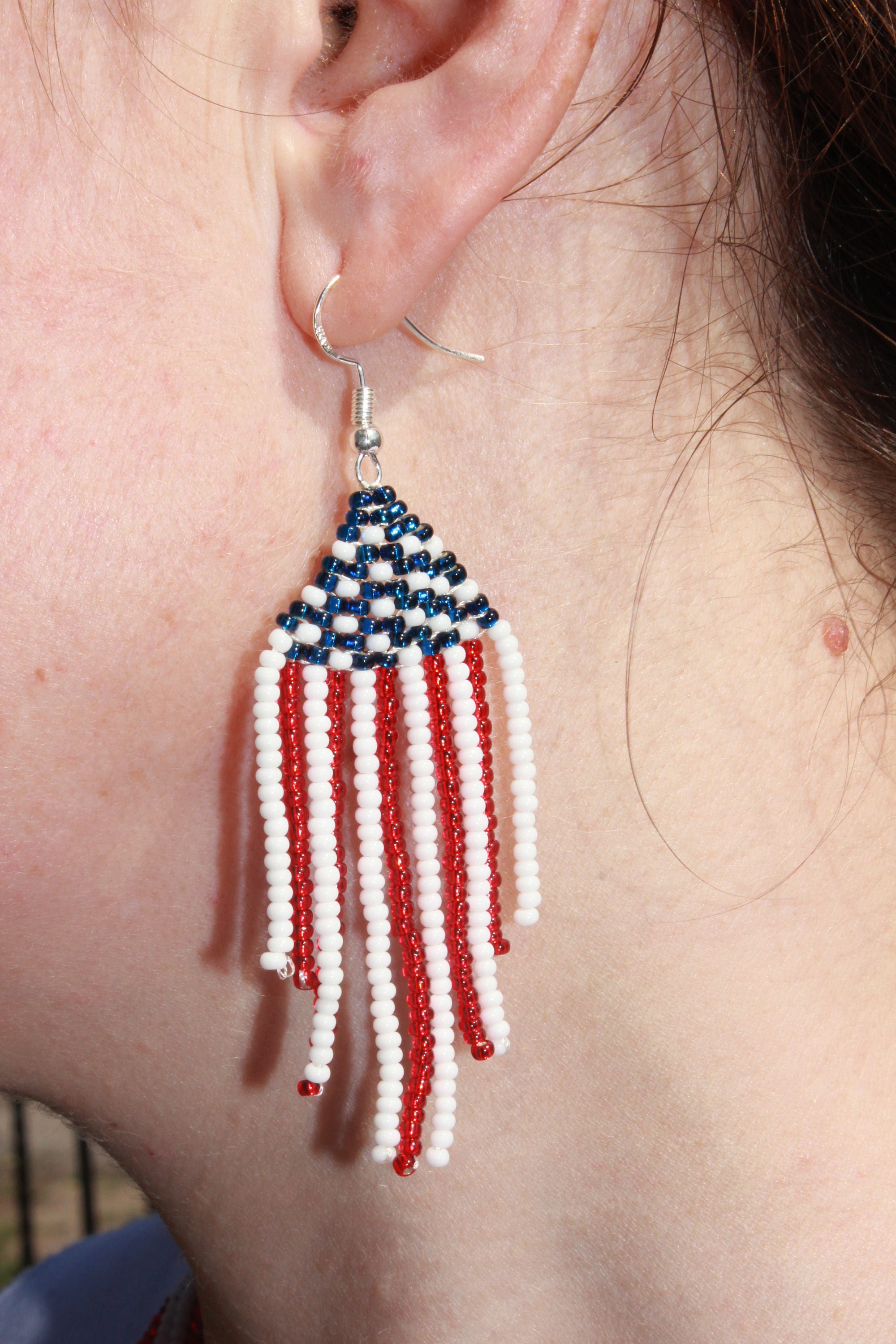 4th July jewelry birthday gifts for grandma mom, american flag necklace, patriotic jewelry, labor Day sale, patriotic beaded choker for wife