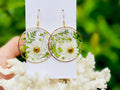 Real Pressed Daisy Earrings: Botanical Garden Jewelry Resin, April Birth Flower