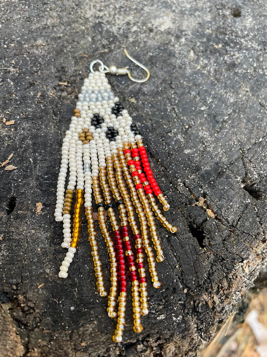 Autumn Fall long seed bead earrings, Abstract Beaded Fringe earrings, Bohemian Earrings, Handmade statement  Dangle earrings, Christmas gift