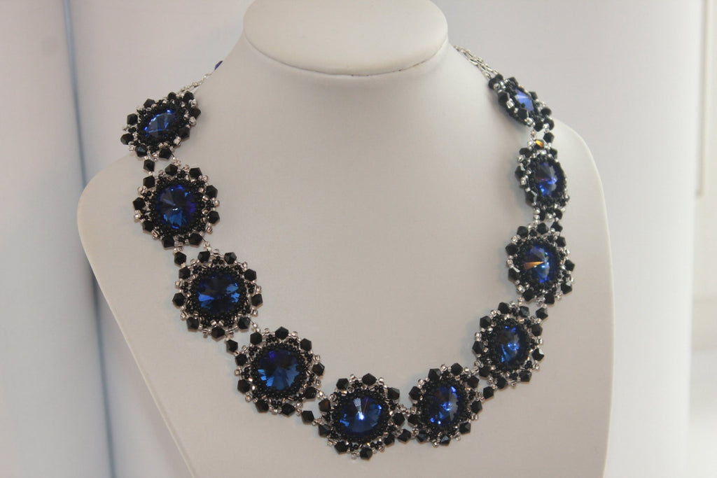Blue Rhinestone collar necklace gifts for wife  sabyasachi style jewelry fashion choker women beaded festive birthday jewelry for girlfriend