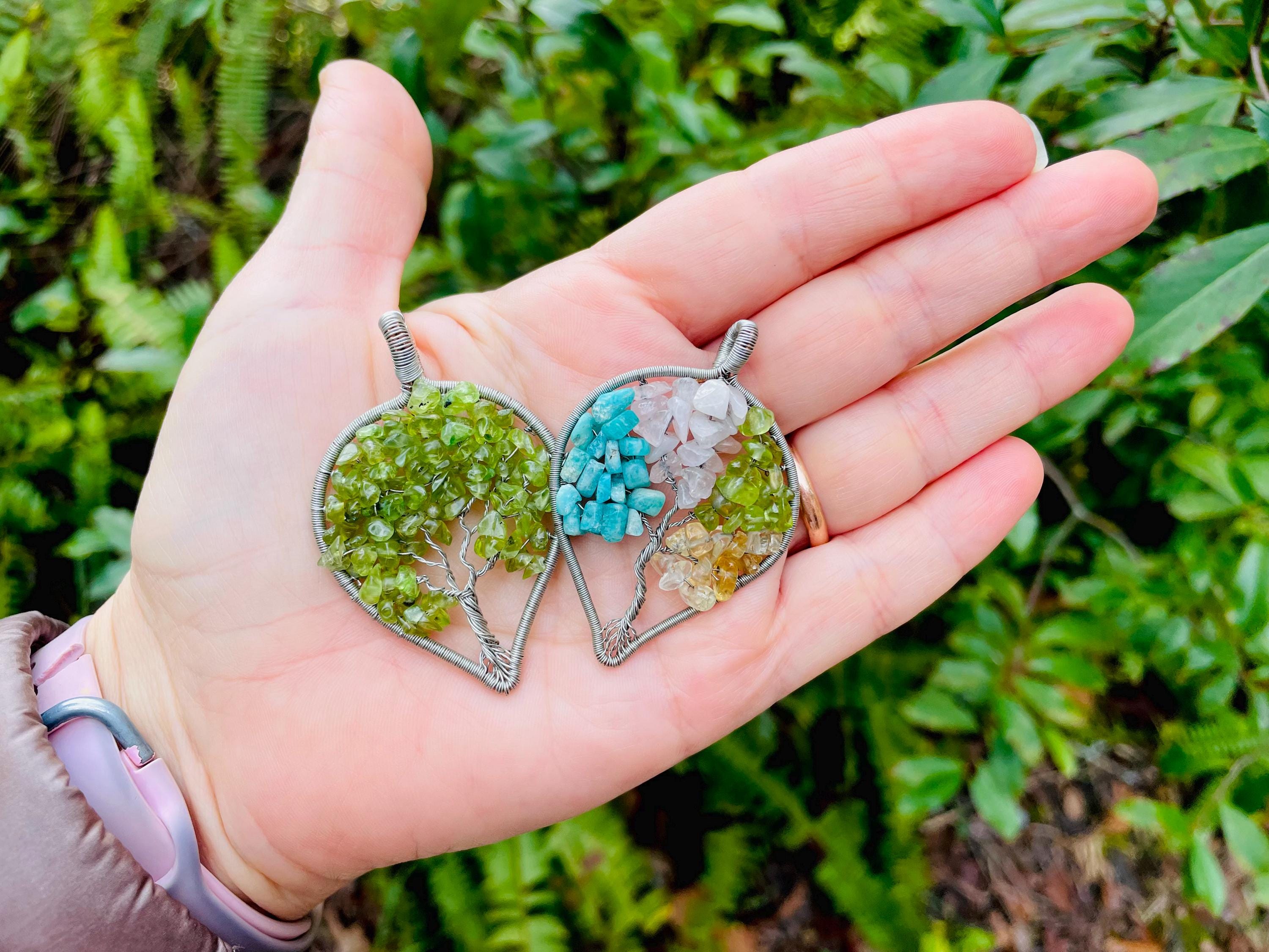 Tree of Life Pendant Necklace: Copper Wire Wrapped Coral Birthstone