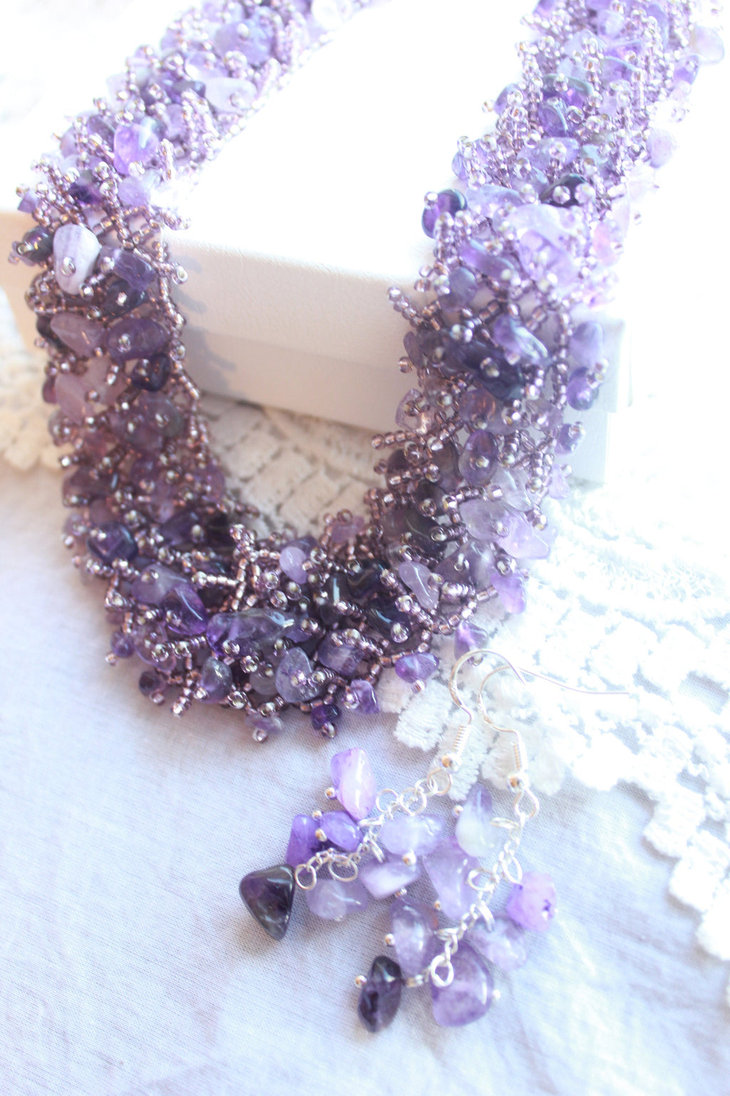 Amethyst necklace Personalized Christmas birthday gift for her mom grandma Pisces February birthstone collar choker purple wedding necklace
