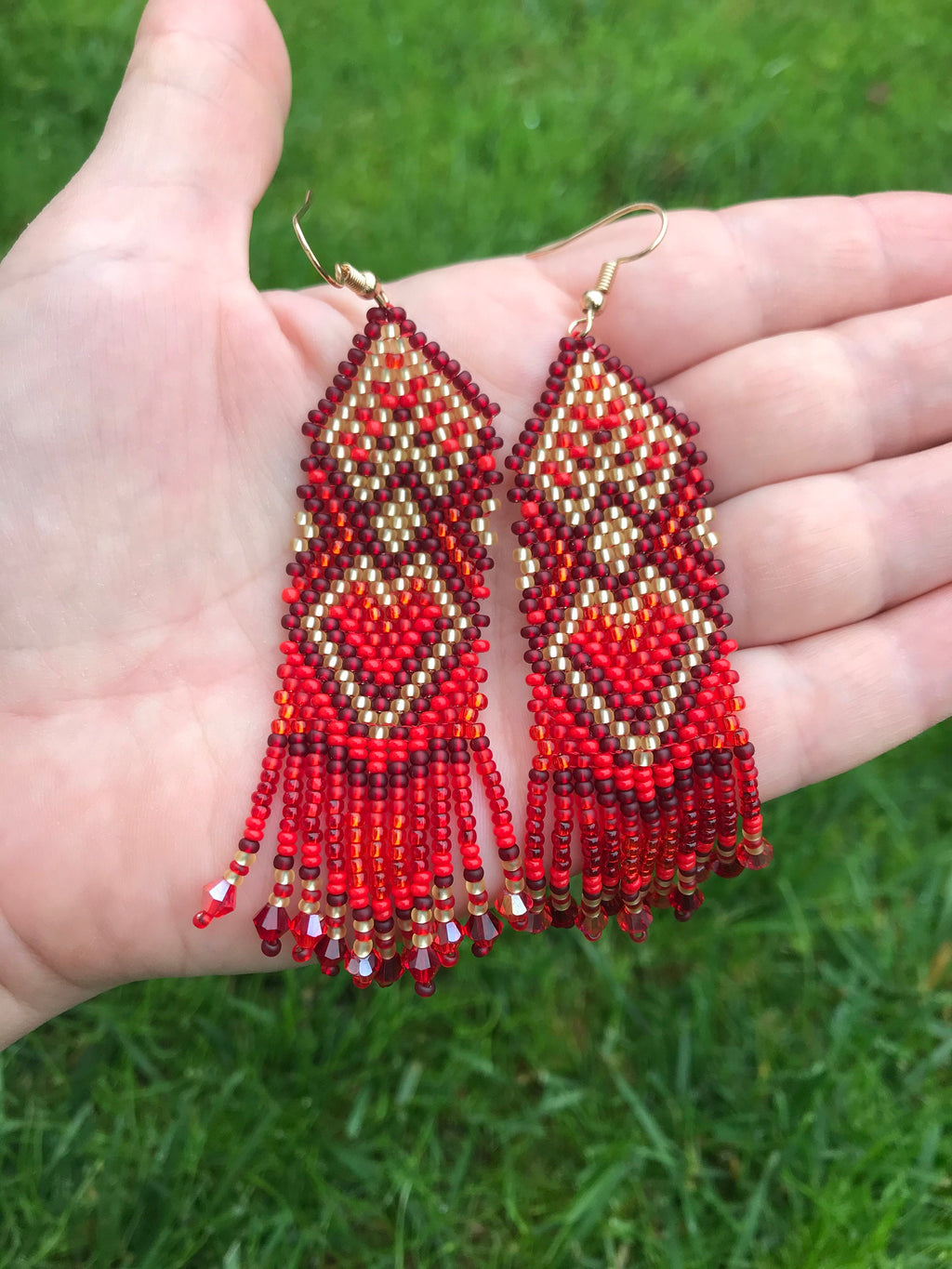 Turquoise beaded earrings Long earrings Fringe earrings Ombre earrings Seed bead earrings Chandelier earring Boho beadwork earrings Dangle