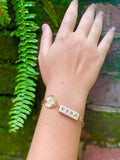 Personalized Name Bracelet: Real Hydrangea Charm, Handmade Porcelain Jewelry