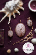 Christmas gift box with Rose Quartz tree of life necklace and earring unique handmade jewelry set copper wire wrapped crystal pendant bridal