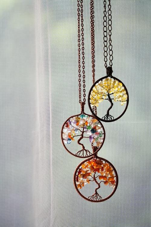 Unique tree of life birthstone necklace pendant for women Raw crystal wire wrapped jewelry Gemstone charm necklace personalized father gift