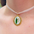Lily of the Valley Pendant Necklace Velvet: Vintage Cameo Style May Birth Flower