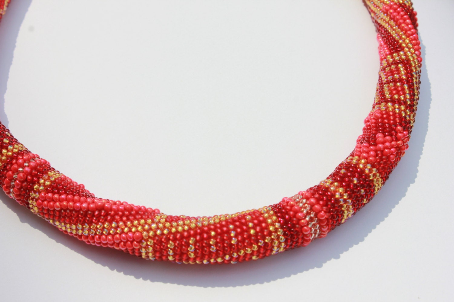 Birthday gift for her, red necklace, beaded choker, patchwork necklace, girlfriend birthday present, bridesmaid necklace, handmade jewelry