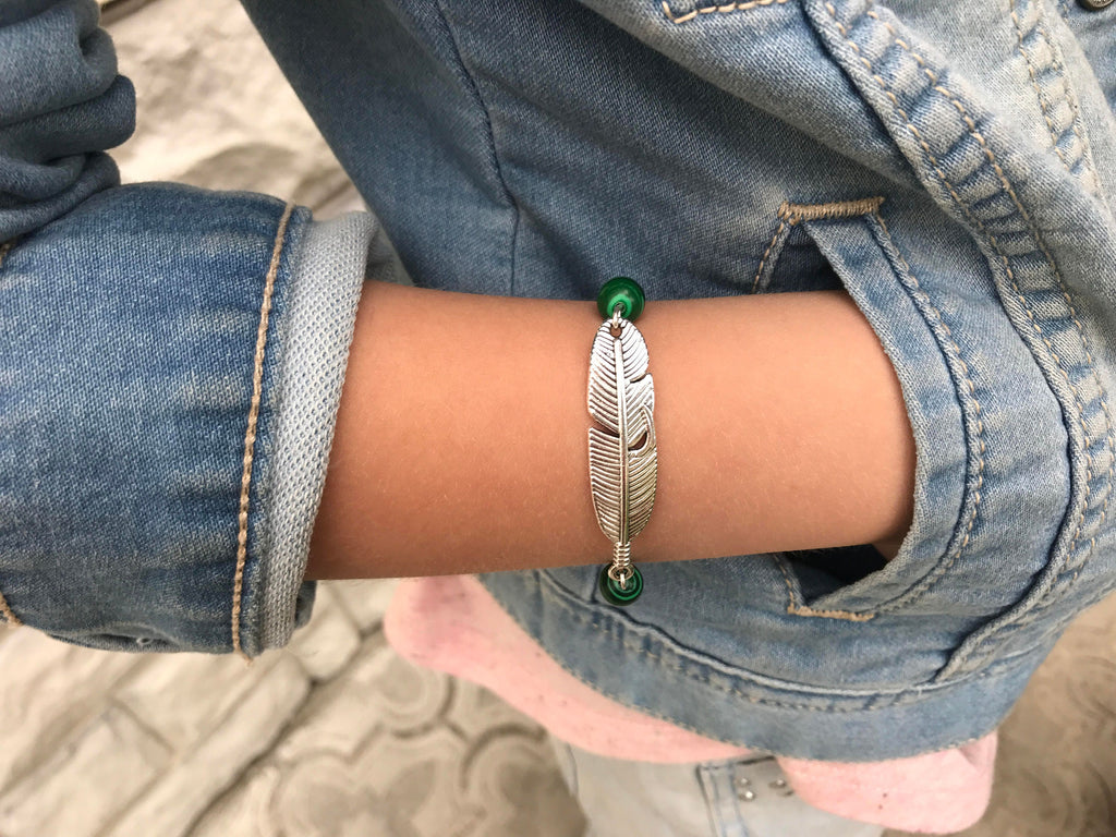 Feather bracelet for women, bridesmaid gifts crystals, personalized guy gift, Personalized gifts for boyfriend girlfriend, birthday bracelet