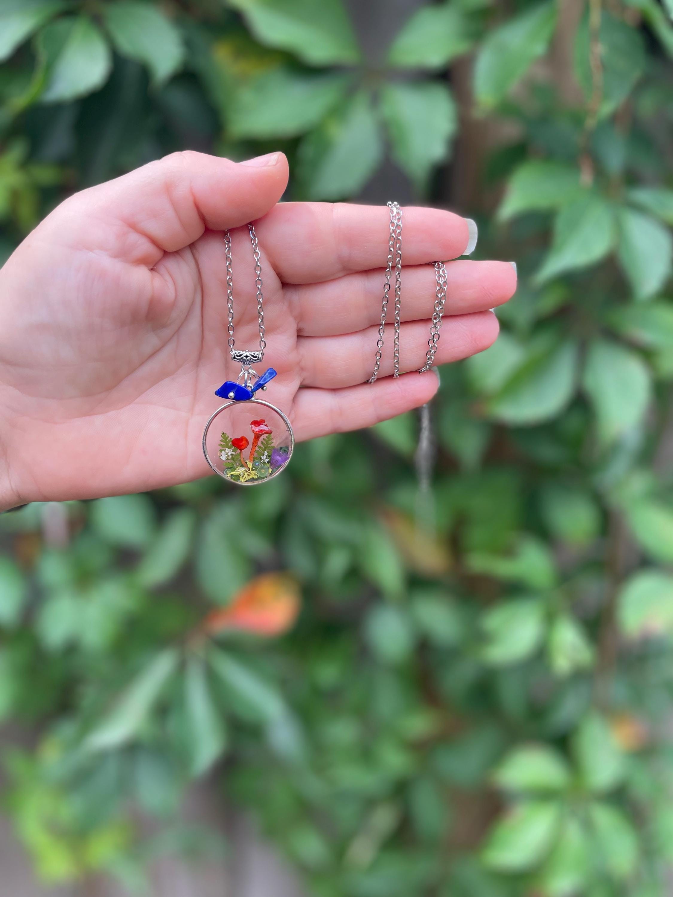 Real Mushroom Lapis Lazuli Pendant: September Birthstone Necklace Personalized Zodiac