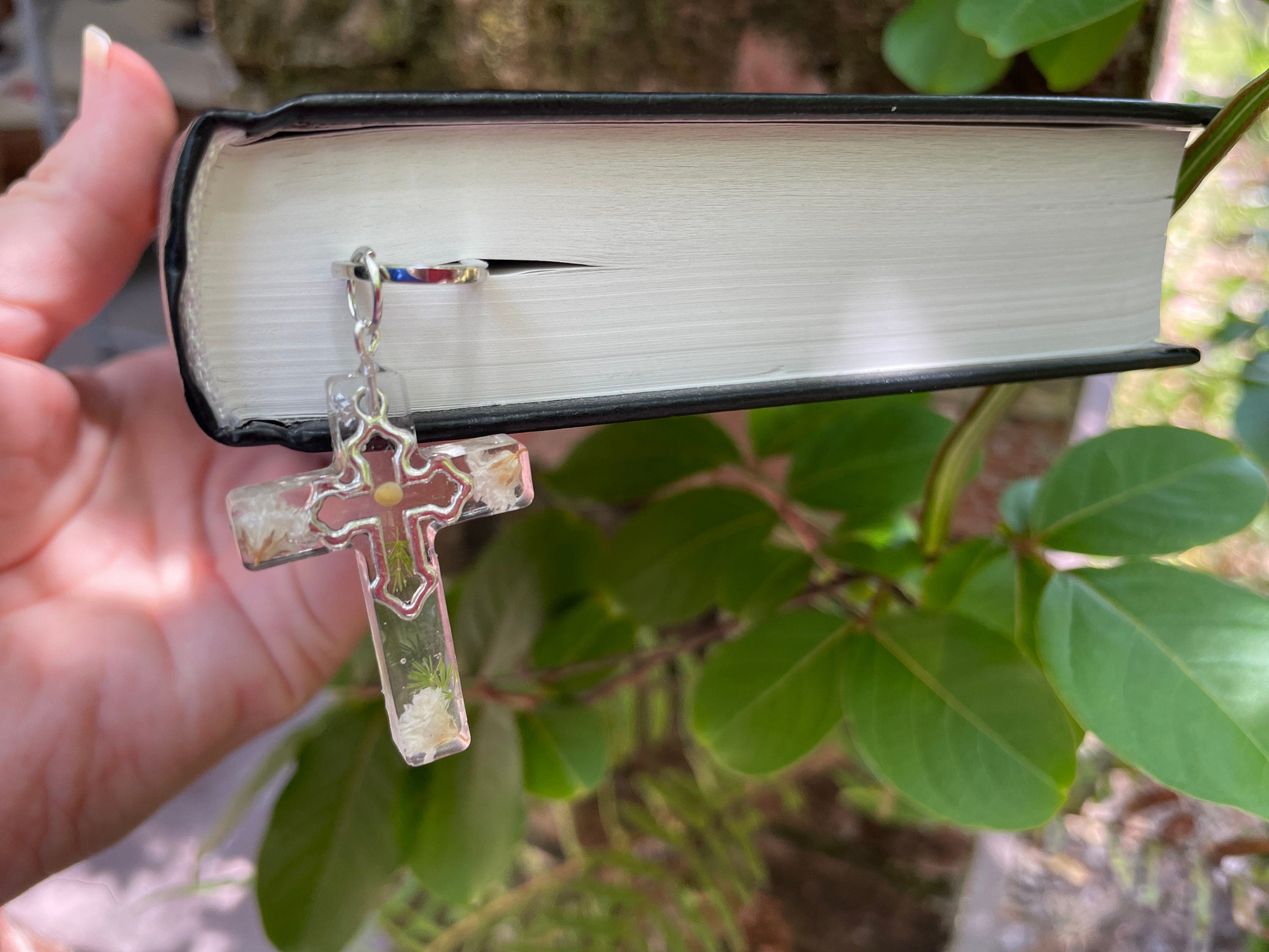Birthstone Personalized Handmade Cross Bible Bookmark with Baby's Breath Flowers & Mustard Seed: Faith Inspired