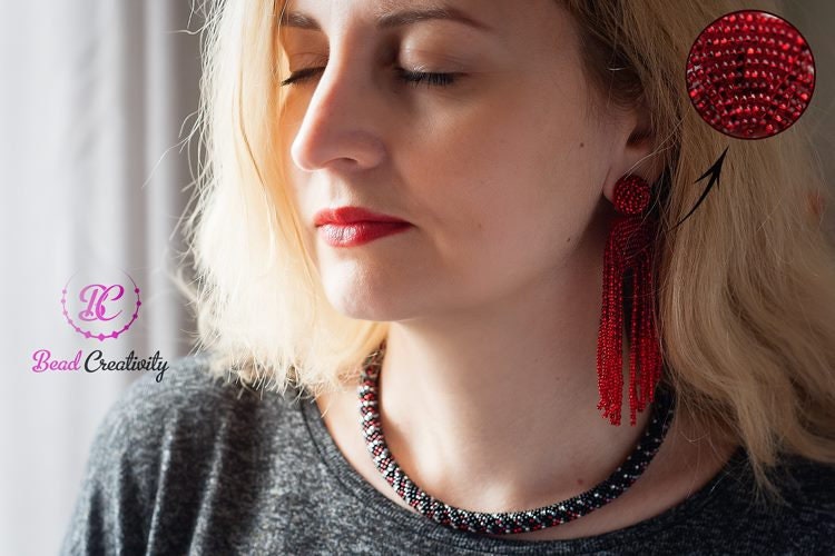 Do It Yourself kit necklace USA Flag mom, Kit to make necklace, bead crochet kit, seed bead kit, DIY Kit for Adults all supplies lncluded