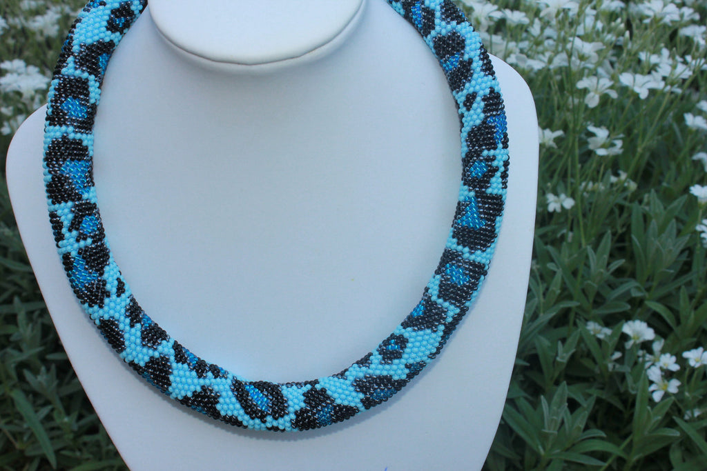 Best gifts for her Hostess gift Christmas gifts Women birthday gift animal necklace rope necklace rope choker bead art jewelry blue necklace