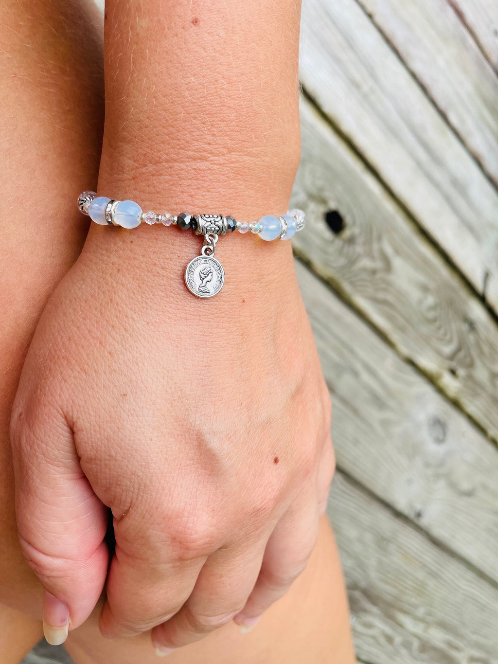 Angel Pearl Bracelet: Opal, Crystal, First Communion Gift