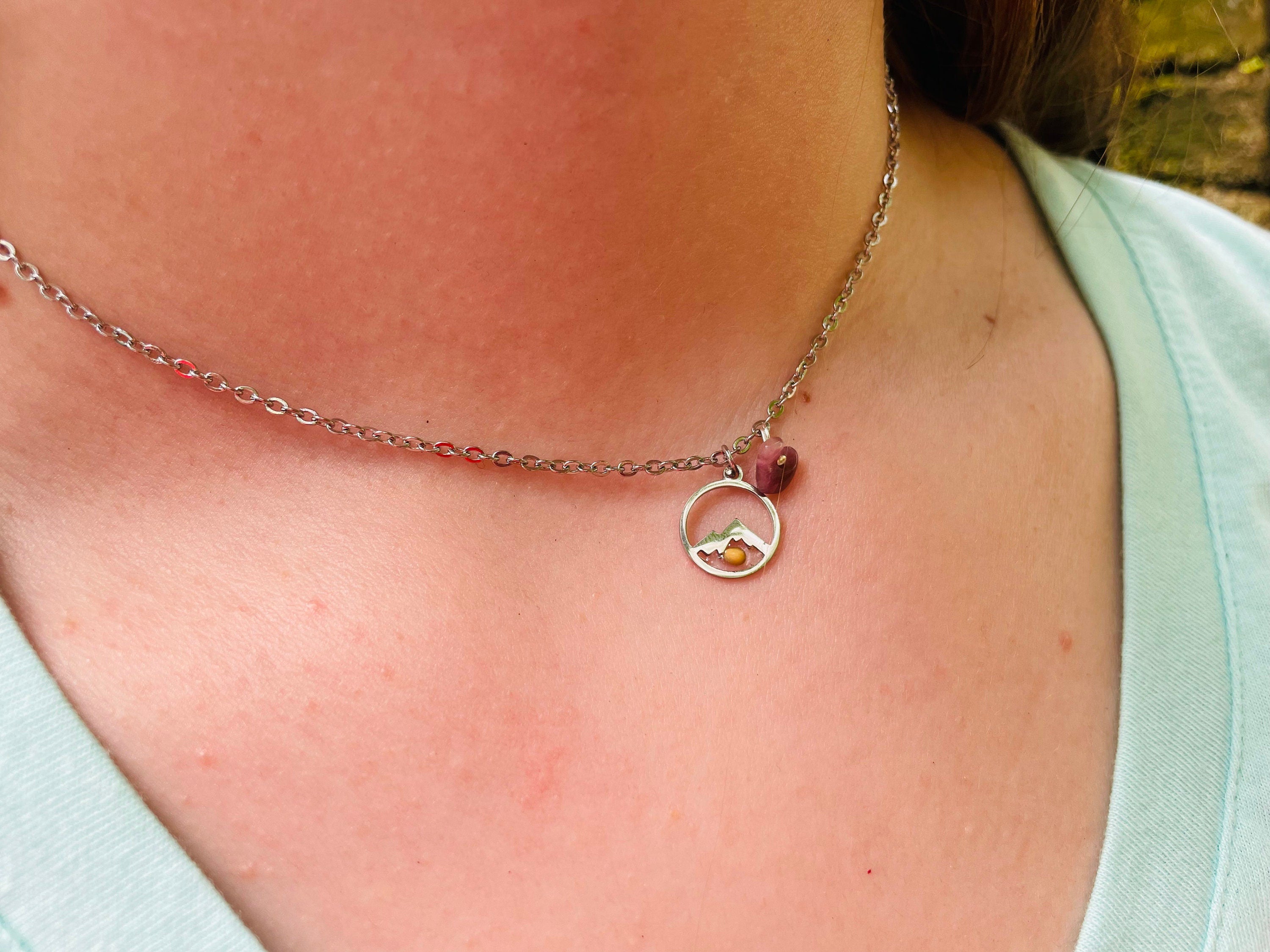 Mountain Mustard Seed Necklace: Birthstone Christian Jewelry