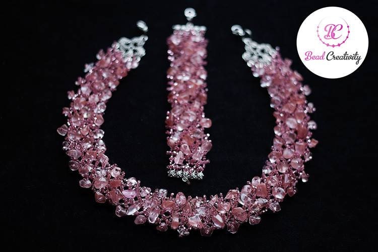 Handmade Rose Quartz Bracelet: Stainless Steel Cuff, Raw Crystal