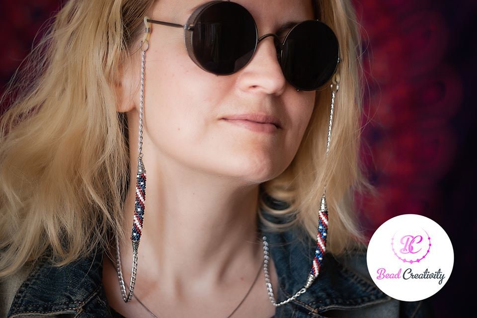 Patriotic Seed Bead Hoop Earrings & Bracelet: 4th of July Jewelry