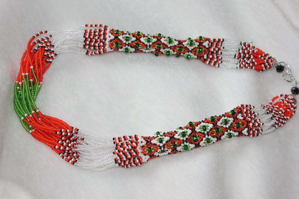 Ethnic Ukrainian Necklace to vyshyvanka~Ukrainian Jewelry~gerdan Seed Bead Necklace~tribal necklace african~native america indian jewelry