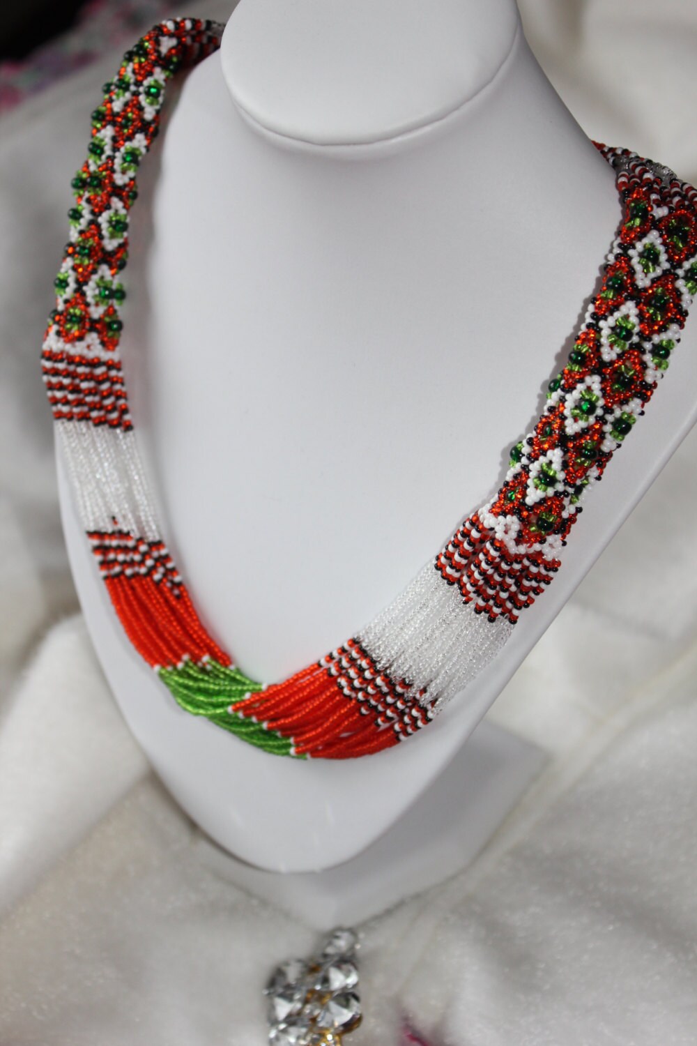 Ethnic Ukrainian Necklace to vyshyvanka~Ukrainian Jewelry~gerdan Seed Bead Necklace~tribal necklace african~native america indian jewelry