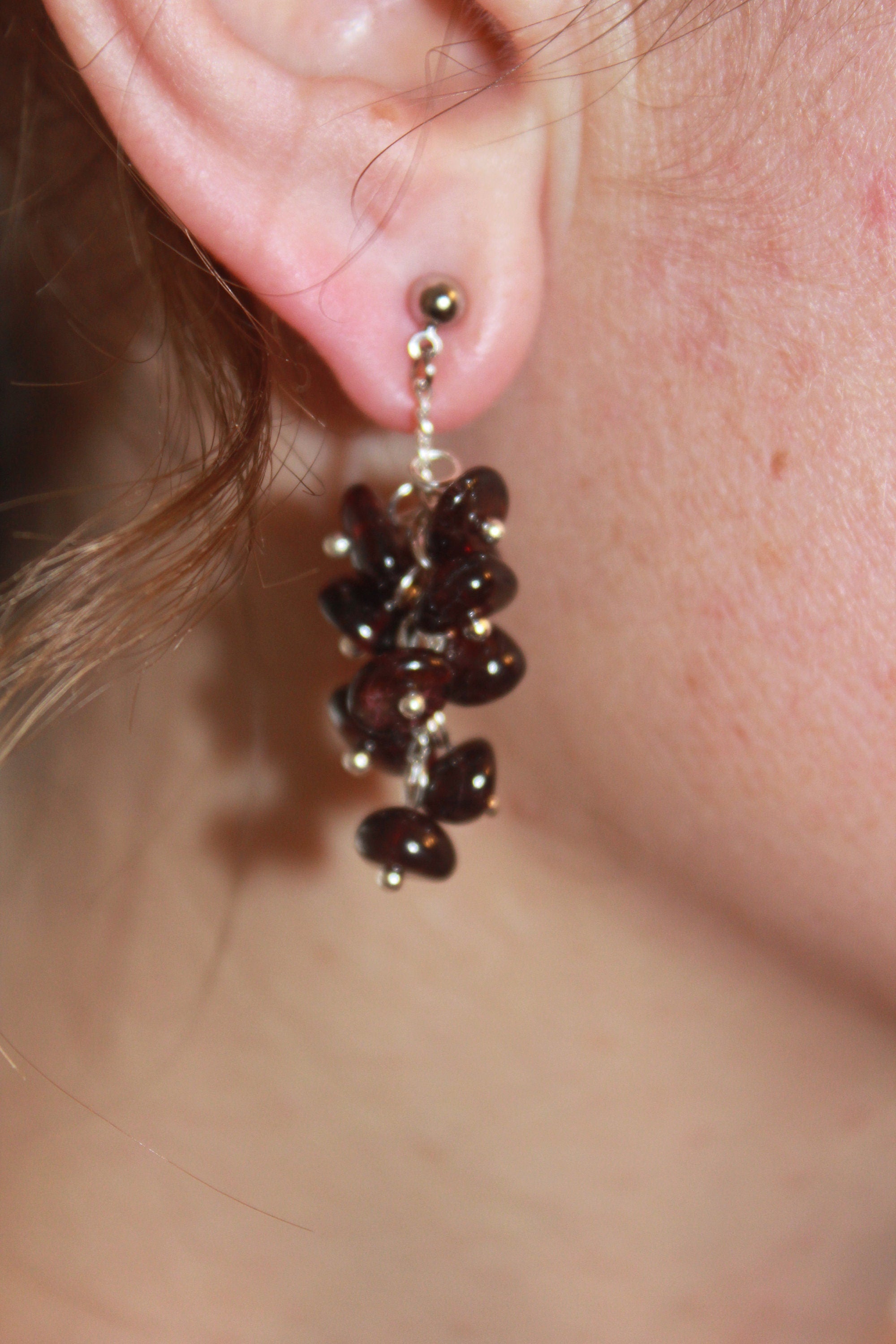 Lapis Lazuli Cluster Earrings: Silver Plated, Sapphire Blue Jewelry