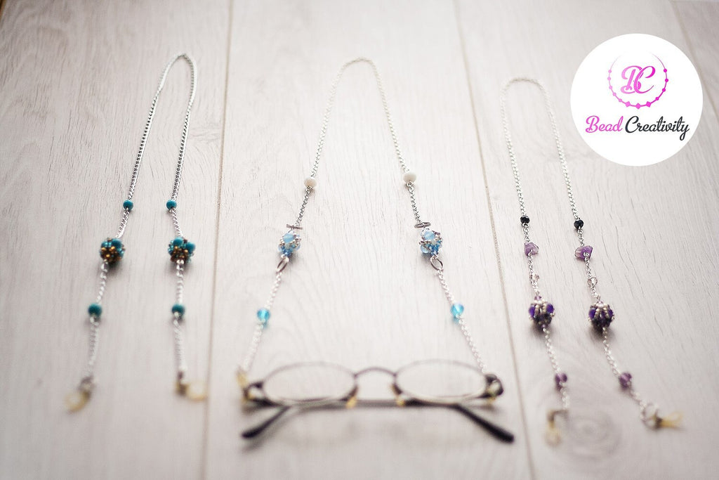 Personalized birthstone Christmas holiday gift for her, Beaded Mask lanyard  holder, Designer face mask necklace, Sunglasses Chain Turquoise