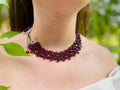 Red Garnet Beaded Necklace: Burgundy Collar Choker for January Birthdays & 2nd Anniversaries | Wedding Jewelry