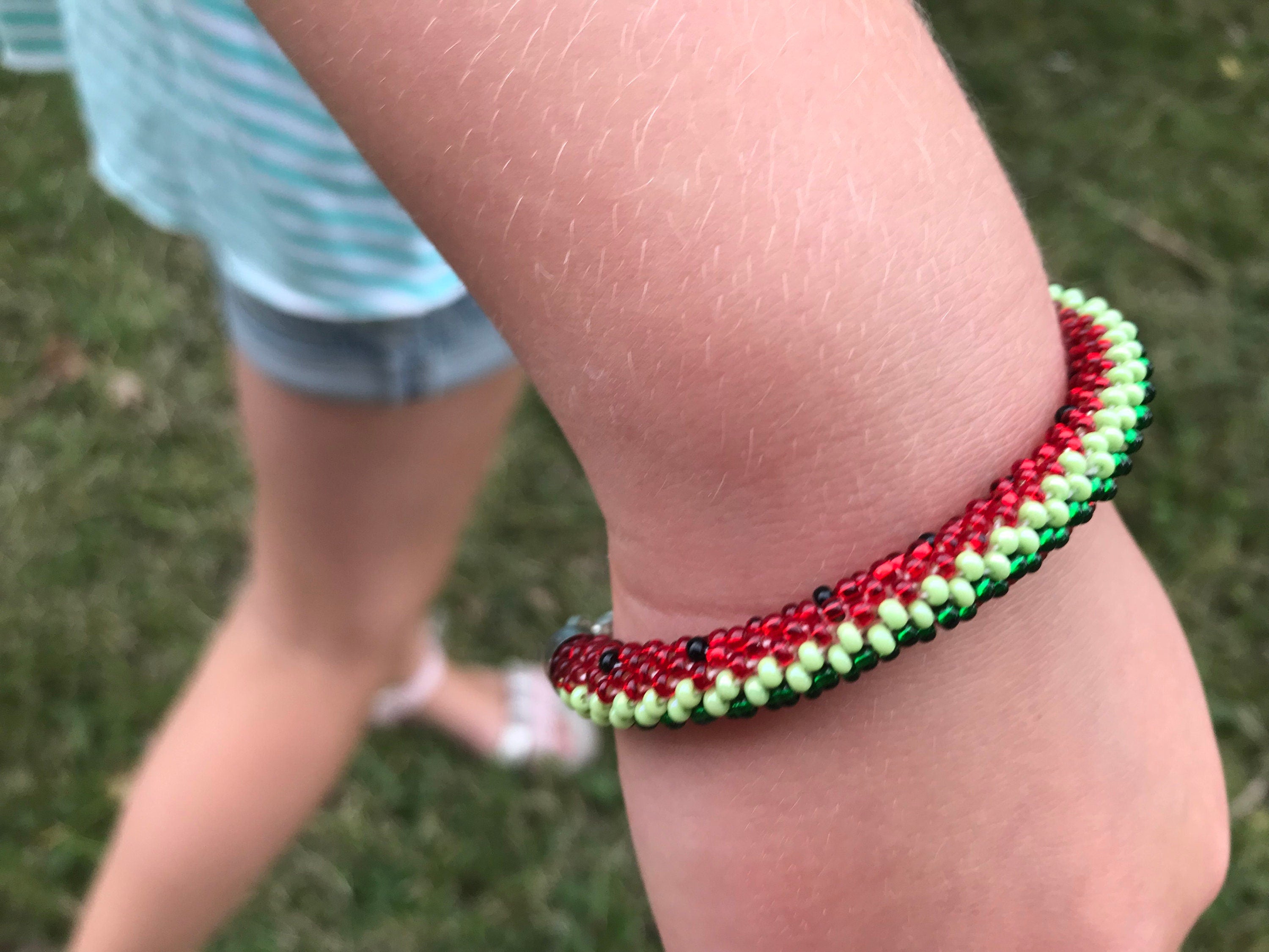 Watermelon bracelet summer jewelry present for friend, watermelon gift cute accessory for daughter teen girl gifts birthday bangle for niece