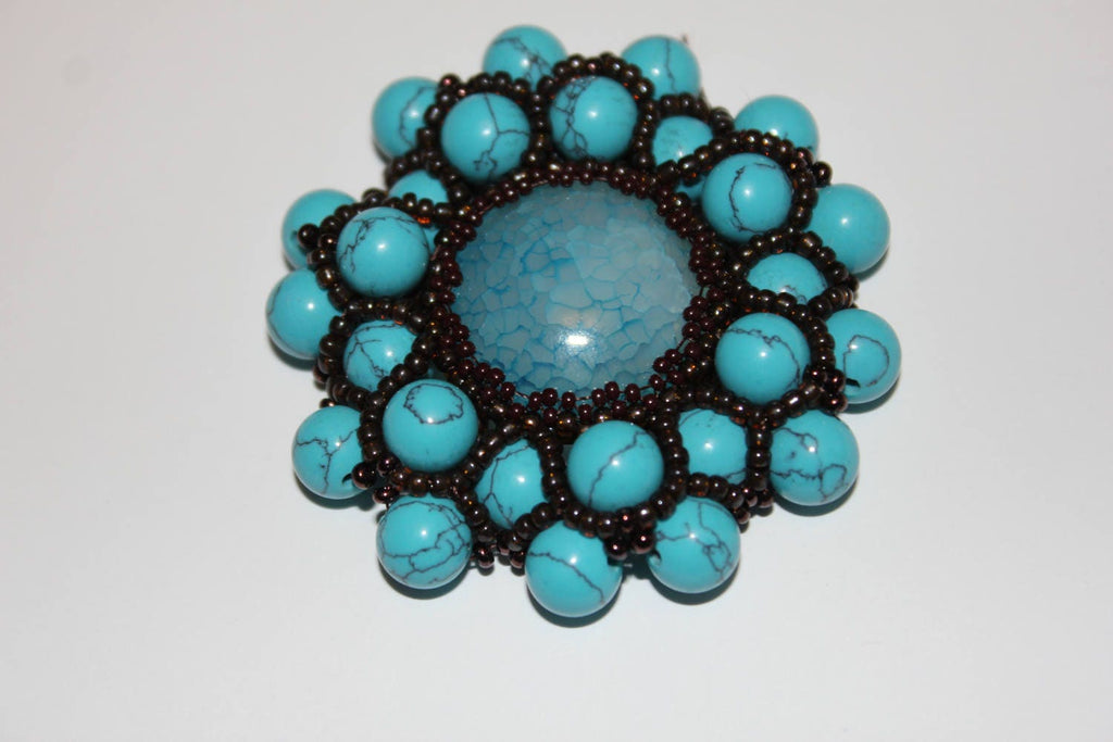 Turquoise Statement Necklace: Chunky Beaded Beadwork Jewelry