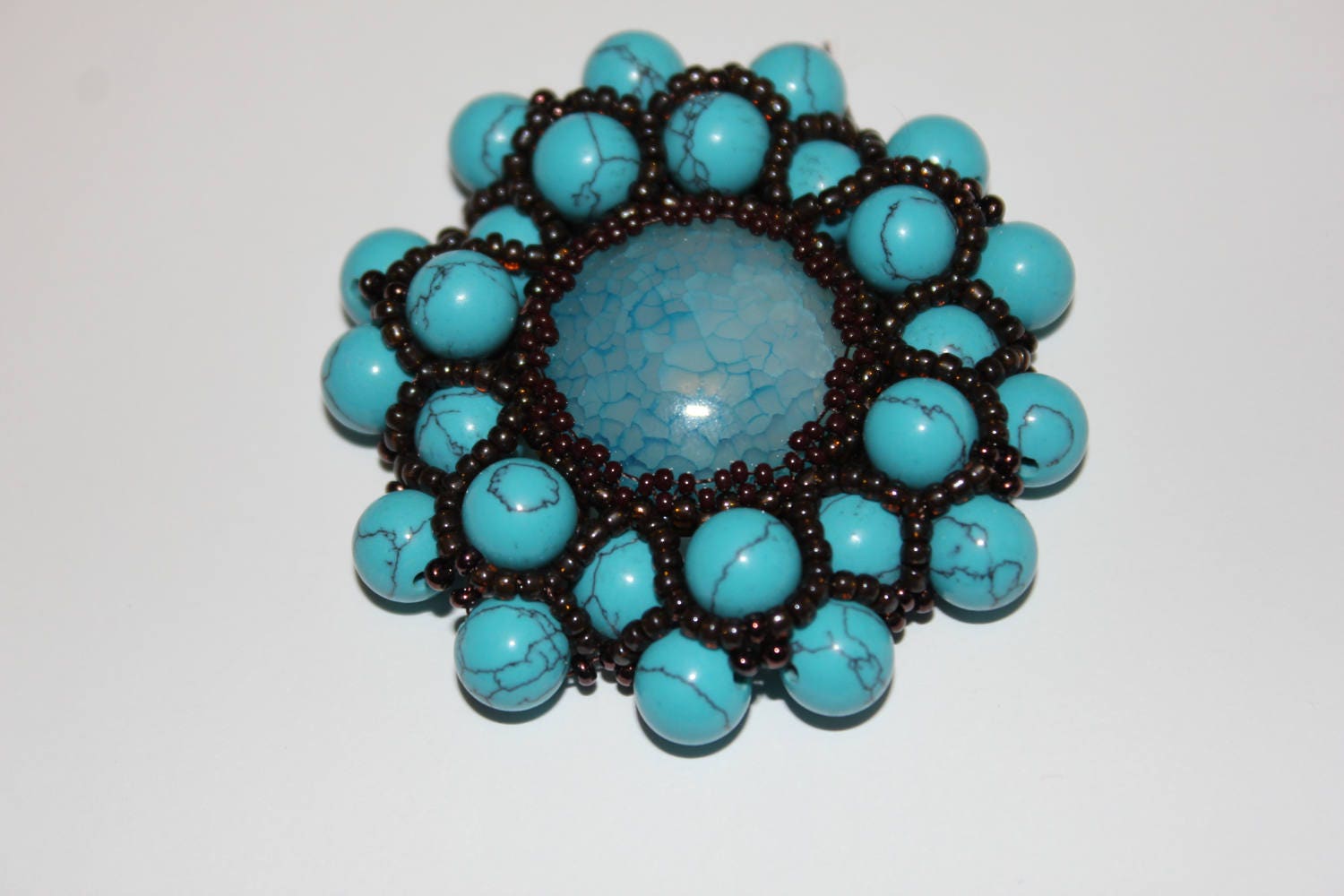 Turquoise Statement Necklace: Chunky Beaded Beadwork Jewelry