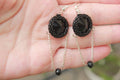 Earrings. Black earrings beaded, Gothic earrings, goth chain earrings, goth jewelry, steampunk earrings, black jewelry for her, self gift,