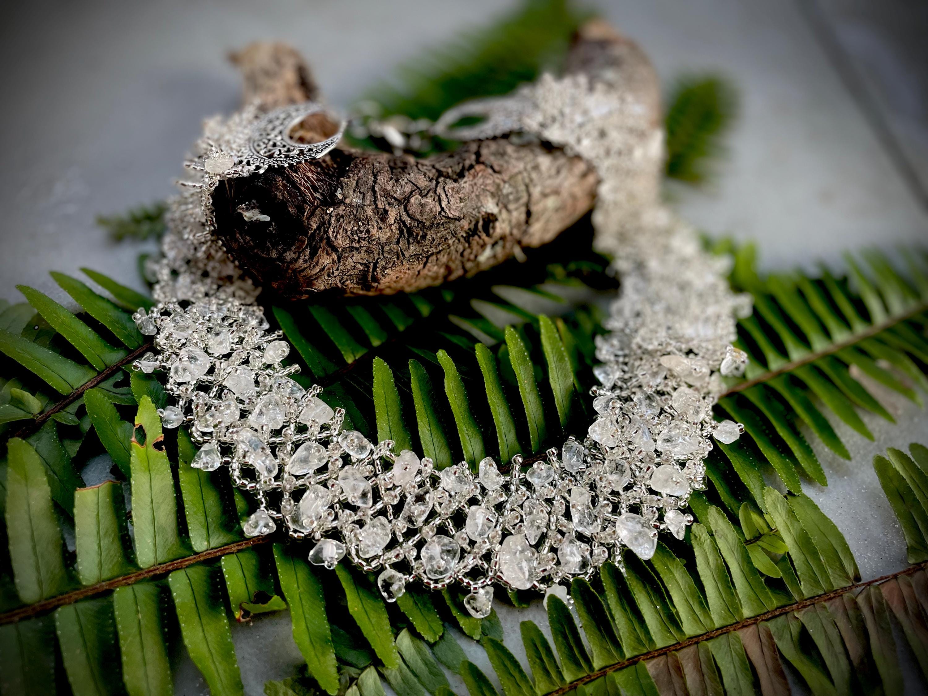 Crystal Bridal Choker: Raw Quartz Victorian Wedding Beaded Necklace Collar
