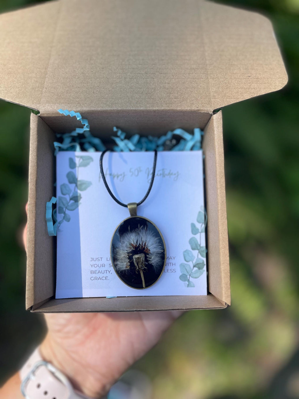 Real Dandelion Resin Pendant Necklace: Black & Bronze, Handmade Wish Jewelry Valentine gift for Boyfriend