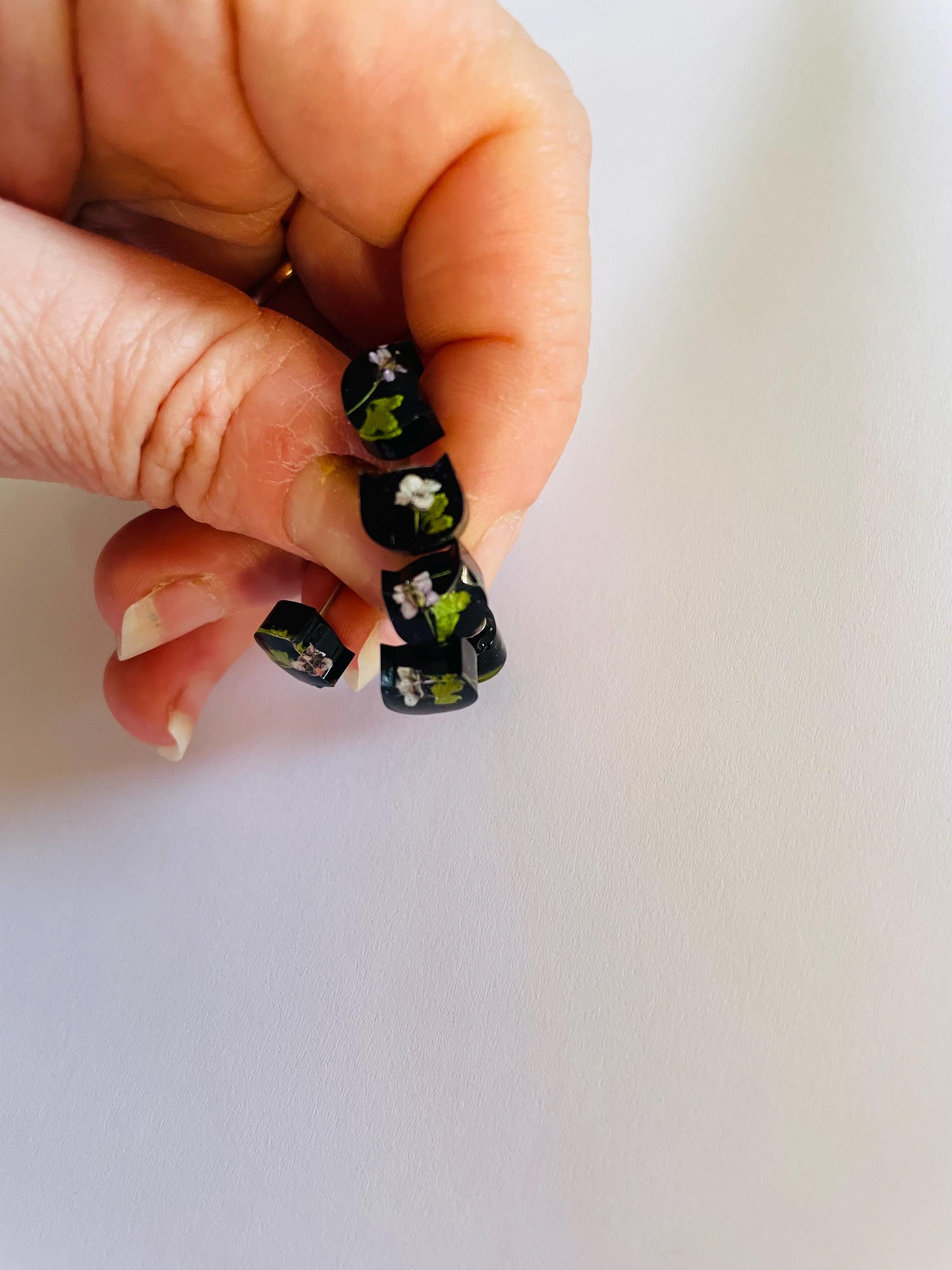 Black Cat Halloween Stud Earrings for Women Men: Dainty Gothic Hypoallergenic Pressed Flower Jewelry
