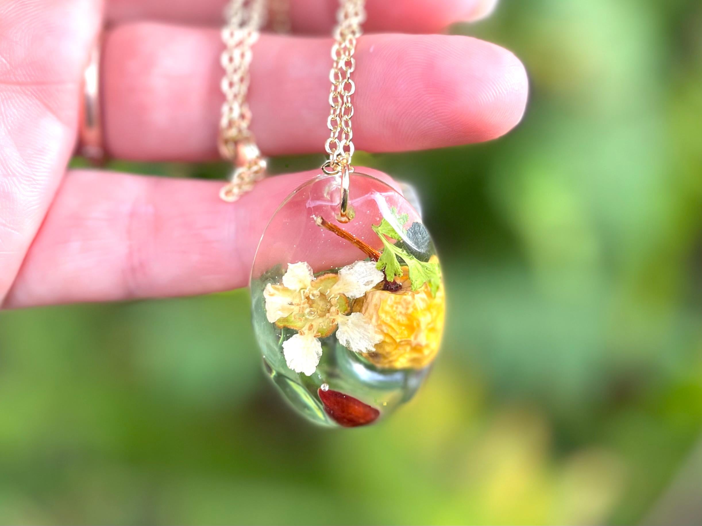 Apple Blossom Necklace: Real Apple Pendant, Leather Cord