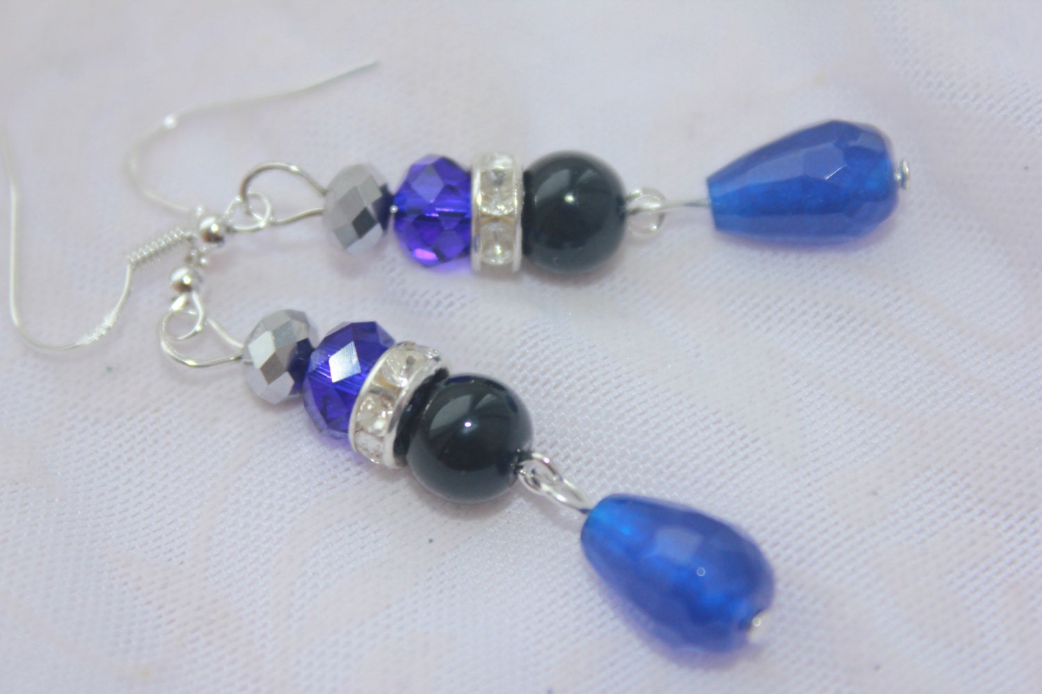 Navy blue earrings drop, crystal jewelry, blue agate earrings blue gemstone natural gemstone agate earrings cascade earrings with royal blue