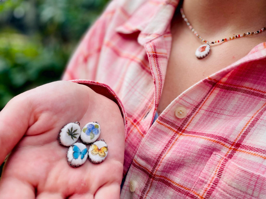 Dainty Seed Bead Choker: Handmade Cold Porcelain Fruit Charm Necklace