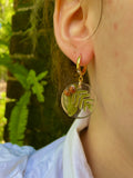 Gold-Filled Resin Earrings: Acorn, Fern & Oak Leaf - Mori Kei Jewelry