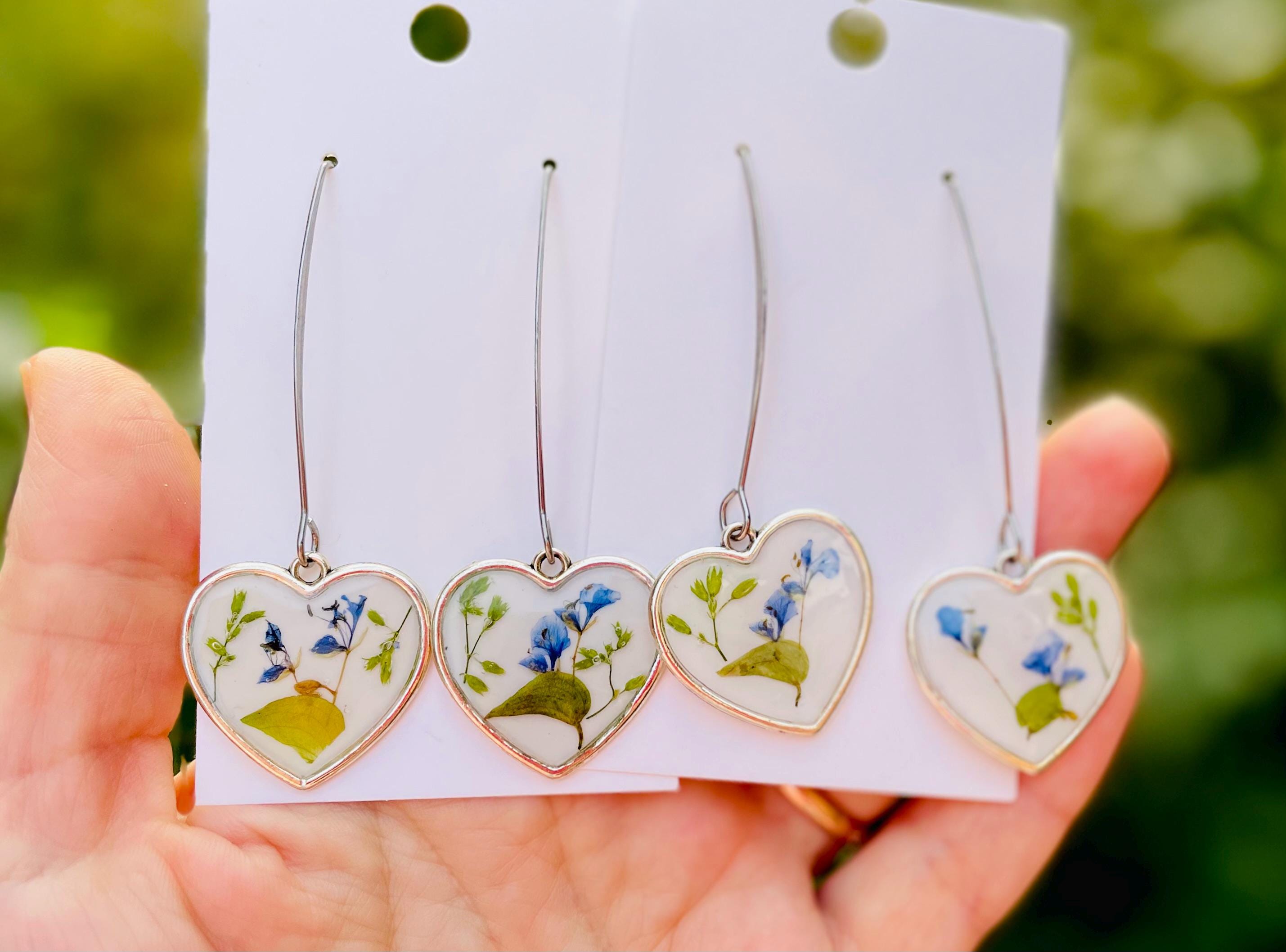 Vintage Silver Heart Drop Earrings: Romantic Porcelain Inspired Jewelry