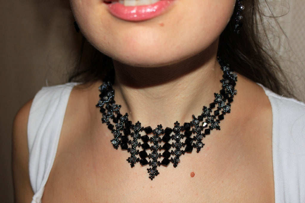 Silver black choker trendy girl gift wife gifts choker beads fashion jewelry women gift Triangle Necklace her gift geometric necklace choker