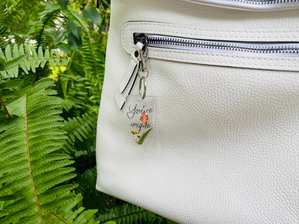 Resin Keychain: Real Mushroom, Fern & Wildflower Purse Charm