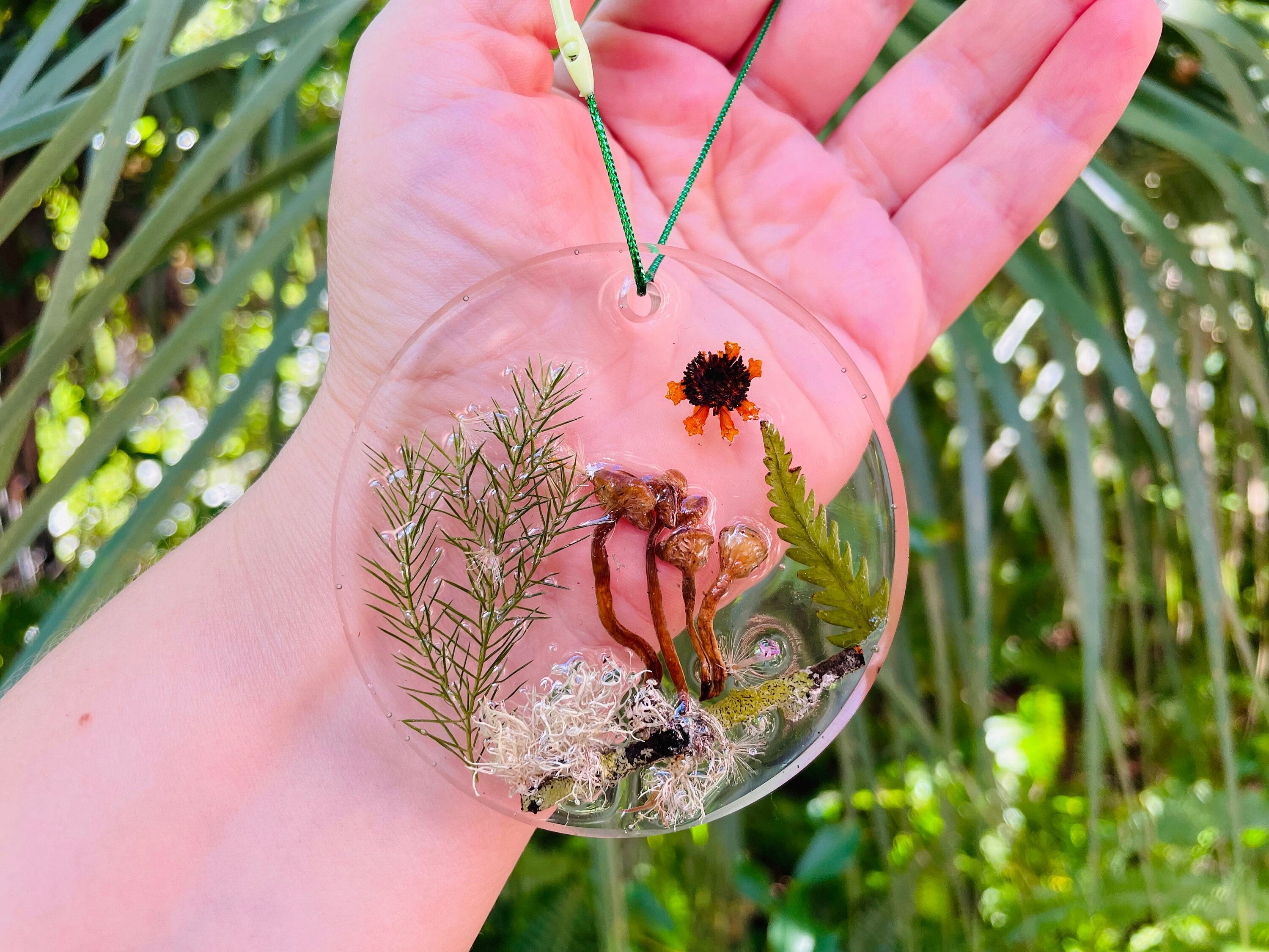 Personalized Family Name Mushroom Forest Christmas Ornament Suncatcher: Unique Car accessories