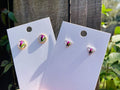 Pink Flower Stud Earrings Gold/Silver: Real Sweat Pea April Birthflower Resin Jewelry Gift Mothers Day