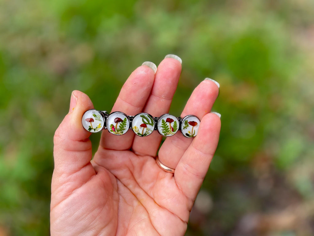Dainty Real Mushroom Terrarium Barrette Hair Pin: Unique Handmade Nature Inspired  Hair accessories Valentines